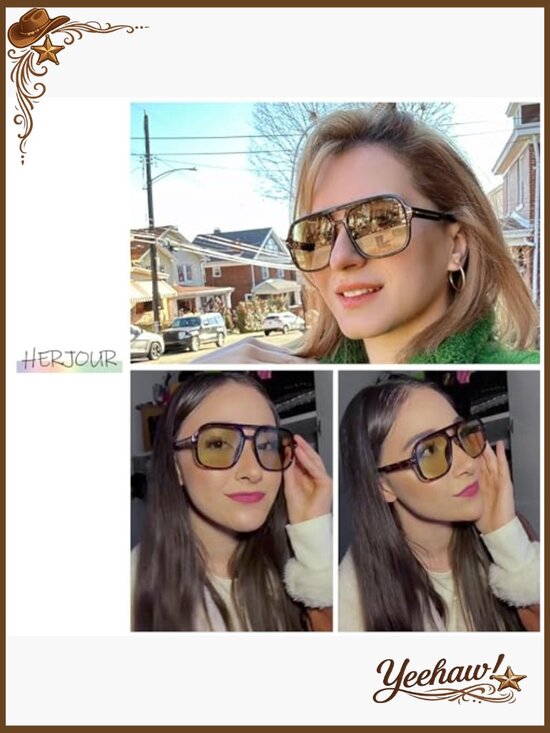 Retro Square Aviator Sunglasses Unisex Oversized UV Protection Classic main image 5